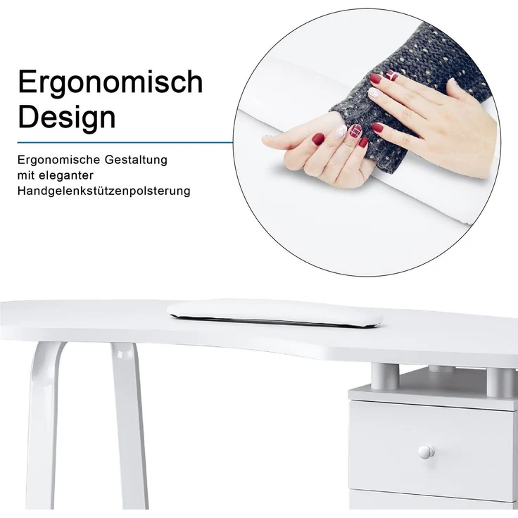 Barberpub Schminktisch BarberPub Studiotisch Manikürtisch Nageltisch 0400, mit Schubladen mit Rollen, MFC, 118× 56× 78 cm – Bild 3