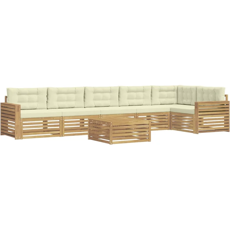 vidaXL Outdoor-Sofagarnitur 7 stk. 6-Sitzer Weiß und Creme Polyester 3390610 – Bild 2