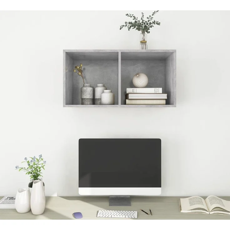 TV-Wandschrank, TV-Hängeboard Fernsehschrank Betongrau 37x37x72 cm Holzwerkstoff – Bild 6