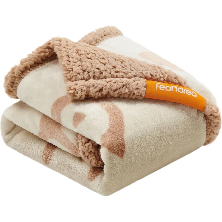 Feandrea wasserdichte Hundedecke, Sherpa Fleece Haustier Decke für Minihunde, Katzen, 73 x 63 cm, S, maschinenwaschbar, beidseitiger Sofabezug-Schutz, beige PPB029K01