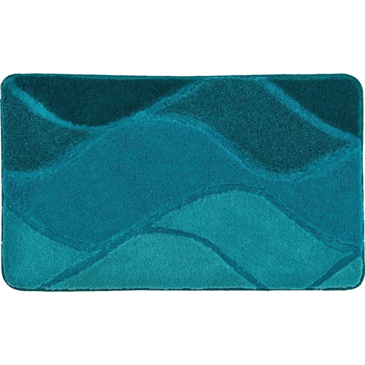 Kleine Wolke Badematte Fiona, Badvorleger, Badezimmer Teppich, Höhe 20 mm, rutschhemmend beschichtet, fußbodenheizungsgeeignet, Polyacryl, rechteckig, Badteppich, modernes Wellen Design, Hoch-Tief Effekt, waschbar – Bild 3
