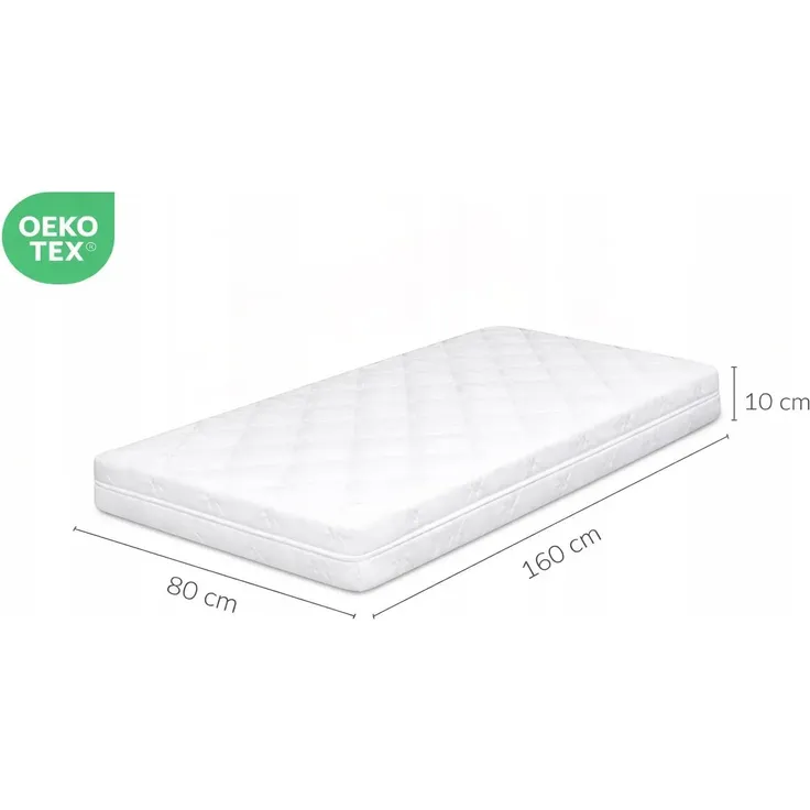 Sleepyshop24 Kindermatratze 160x80x10 cm | Schaumstoffmatratze H2 Mittelharrt | Atmungsaktive Babymatratze mit gestepptem Bezug | Allergikergeeignet, Fall Weiß – Bild 5