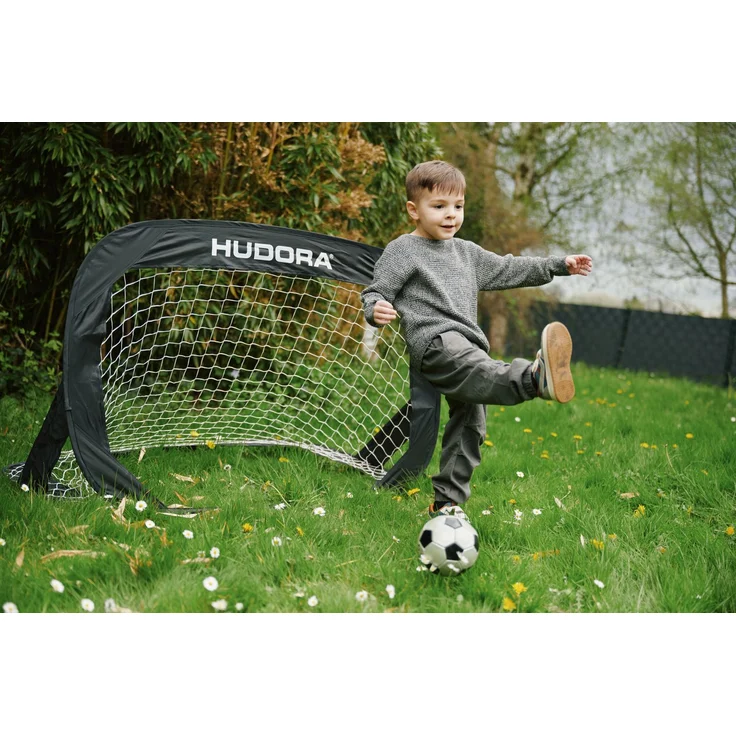 Hudora Pop Up Fußballtor mit Tragetasche, 2er Set, 120x80 cm, Schwarz – Bild 7