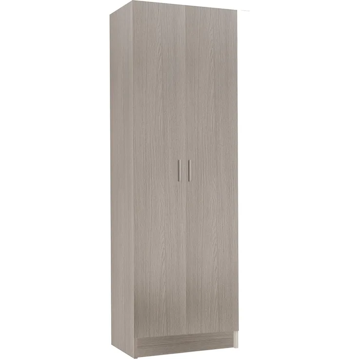 Mehrzweck-Kleiderschrank mit zwei Flügeltüren und drei verstellbaren Einlegeböden, Eichenfarbe, 59x37 x H180 cm