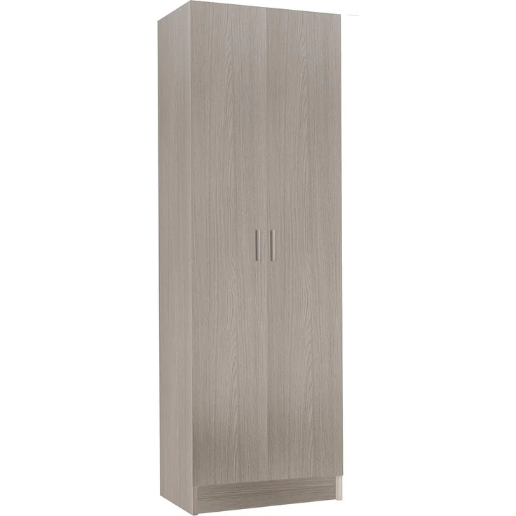 Mehrzweck-Kleiderschrank mit zwei Flügeltüren und drei verstellbaren Einlegeböden, Eichenfarbe, 59x37 x H180 cm – Bild 1