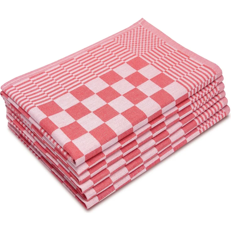 ZOLLNER 6er Set Geschirrtücher, 65x65 cm, 100% Baumwolle, rot kariert – Bild 1