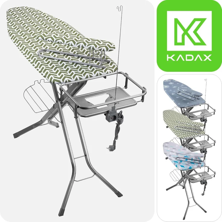 KADAX Großes Bügelbrett, 130 x 48 cm, mit Griff, Bügeleisen + Handtuch – Bild 7