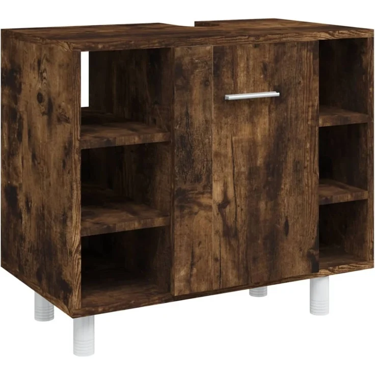 vidaXL 4-tlg. Badmöbel-Set Räuchereiche Holzwerkstoff 3187612 – Bild 9