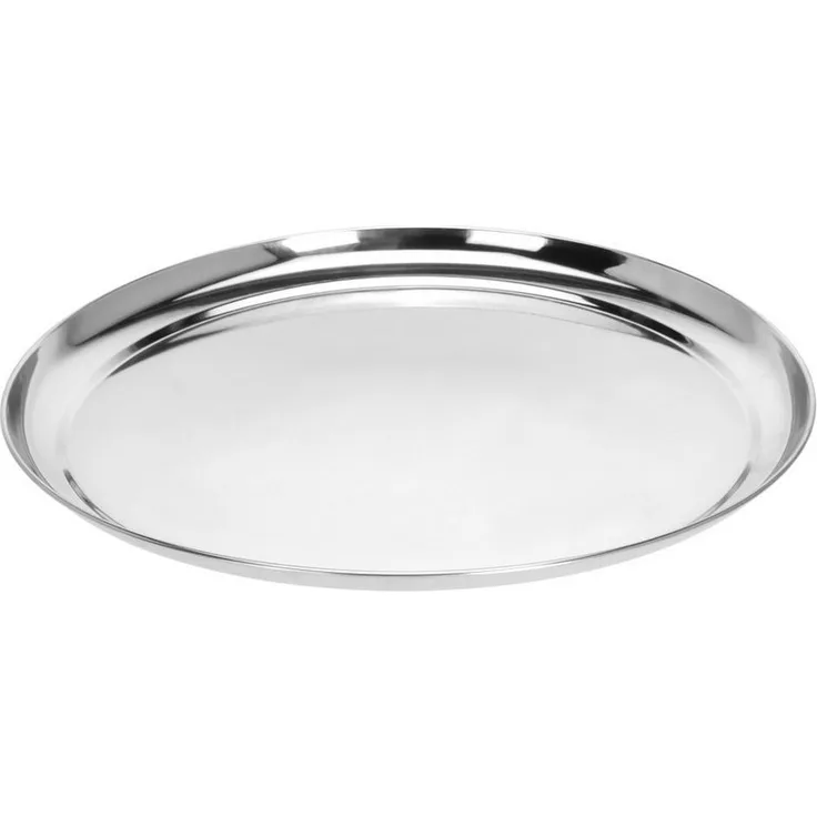 Spetebo Dekotablett Edelstahl Serviertablett rund silber - 34 cm (Artikel, Dekotablett), Metall Tablet für Dekorationen