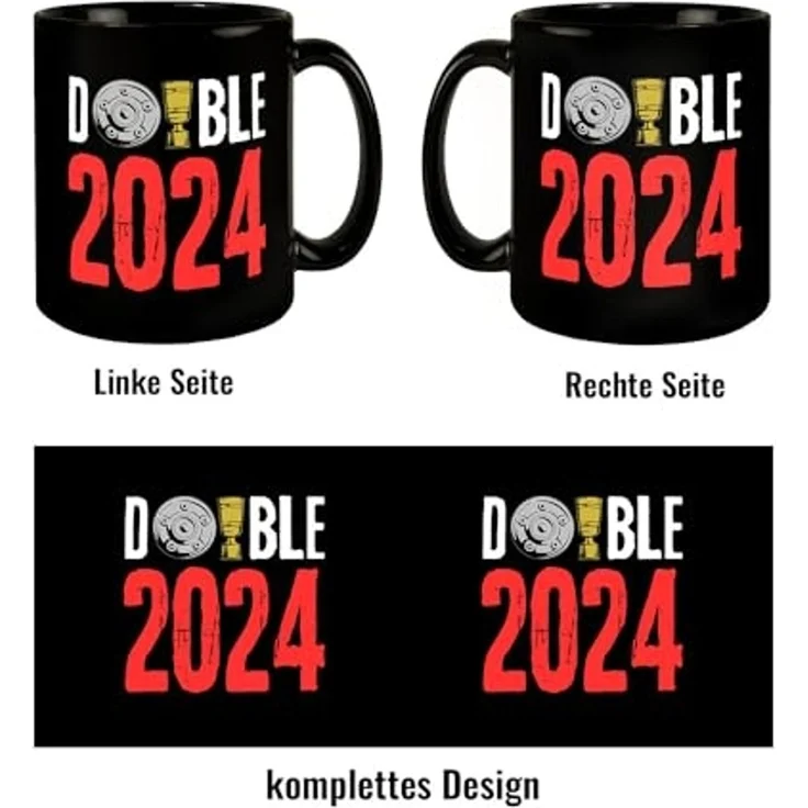 speecheese Tasse Leverkusen Double-Sieger Tasse in Schwarz mit Spruch Double 2024 – Bild 4