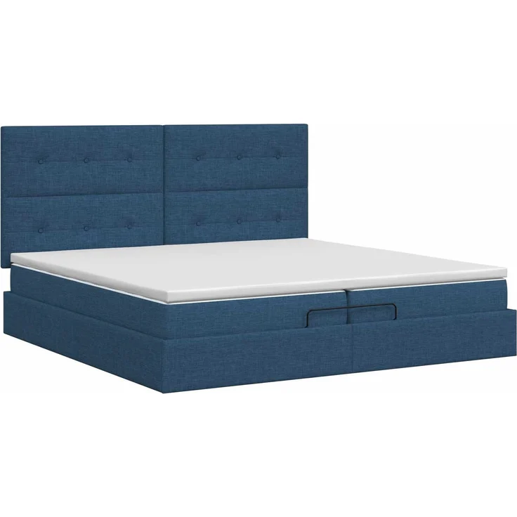 vidaXL Ottoman Bett mit Matratze mit Kopfteil Blau 200 x 200 cm Stoff 3457521 – Bild 8