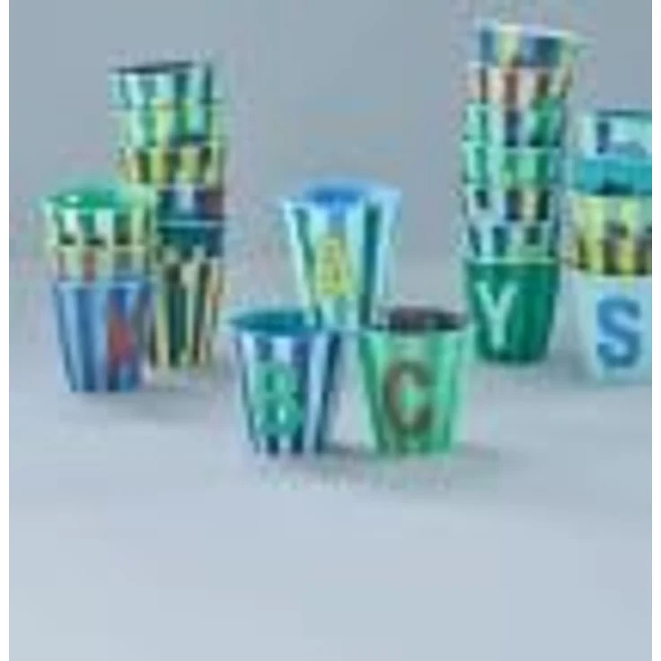 Rice Melamin Becher Buchstabe F / Streifen / Blau 250ml – Bild 3