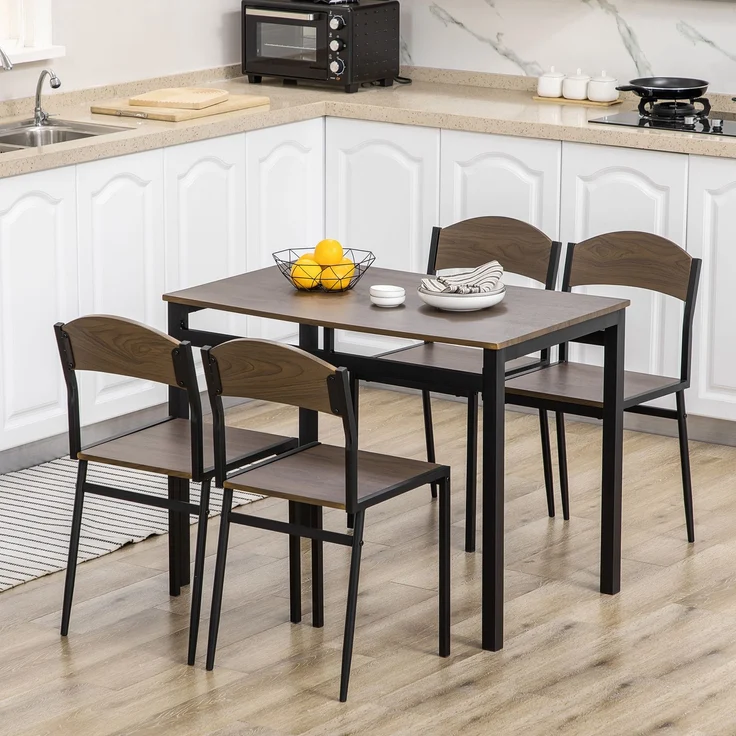 5-teiliges Esszimmerset mit 1 rechteckigen Tisch 100x63x76, 100.0×63.0×76.5cm, Braun, MELAYR – Bild 3