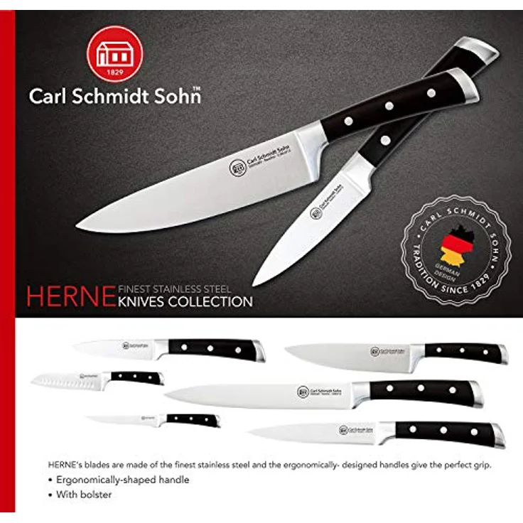 Carl Schmidt Sohn Spickmesser HERNE, 9 cm, Edelstahl rostfrei, mit ergonomischem Griff und Messerkropf – Bild 3