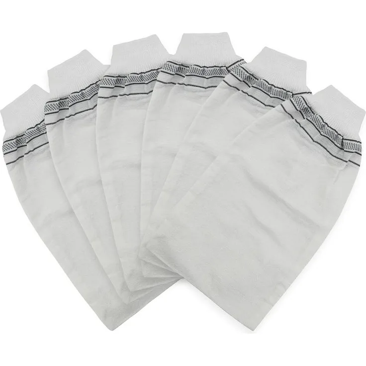 my Hamam Waschhandschuh Peeling Handschuh Kese Kelebek dünn, weiß, Viskose, Polyester (Spar-Set, 12-St), mit elastischem Bund, Peeling & Reinigung der Haut