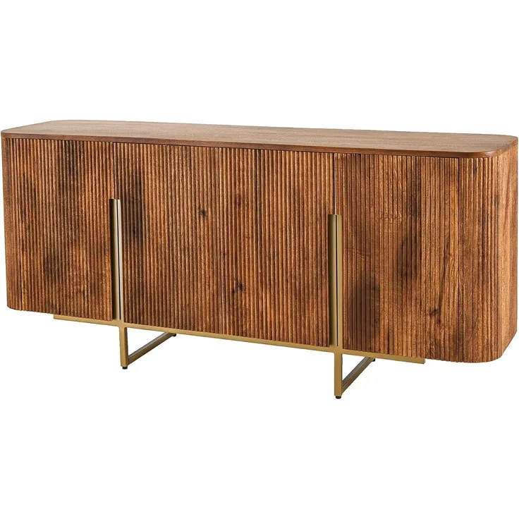 riess-ambiente Sideboard GATSBY 160cm braun / mattgold (Einzelartikel, 1 St), Wohnzimmer · Massivholz · Metall · Kommode · Retro Design