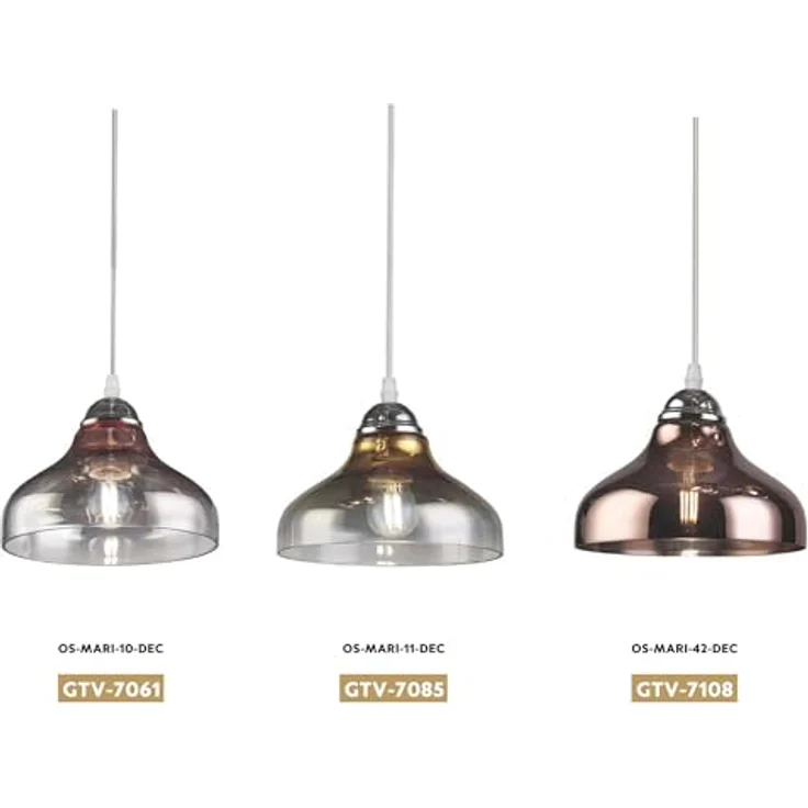 GTV Pendelleuchte MARITE, Deckenleuchte, 7085, AC220-240V, 50/60Hz, 1*E27, IP20, DURCHM. 26 CM, einzeln, schwarz/gold – Bild 4