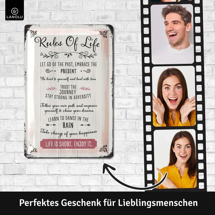 LANOLU Blechschild Rules Of Life - 20x30cm – Metall – Mehrfarbig – 20250 – Bild 3