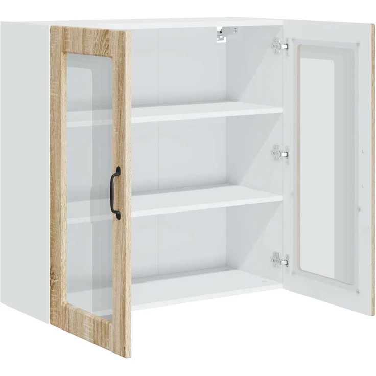 vidaXL Wandglas-Schrank PORTO Sonoma-Eiche 80 x 31 x 80 cm 885417 – Bild 5