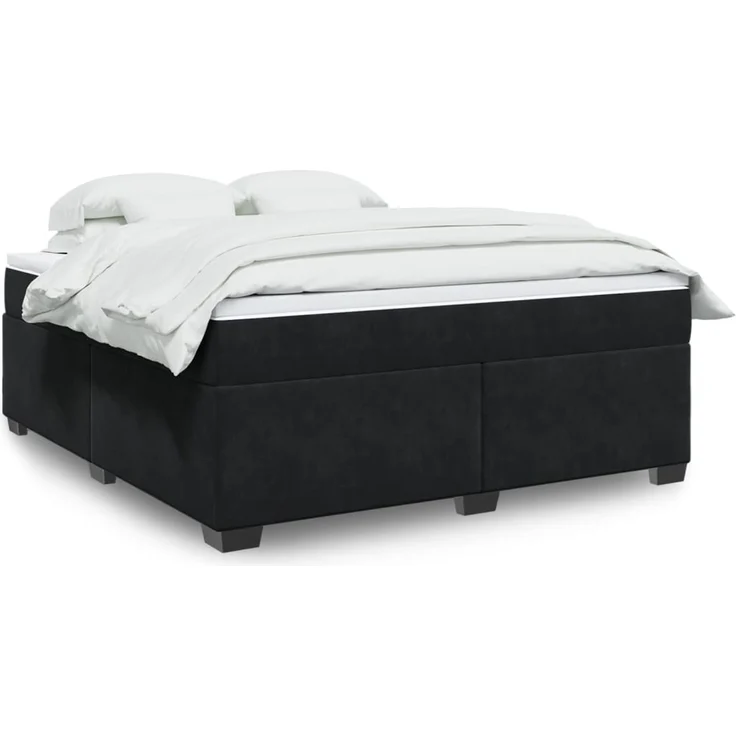 vidaXL Boxspringbett mit Matratze Schwarz 180x200 cm Samt 3285301 – Bild 1