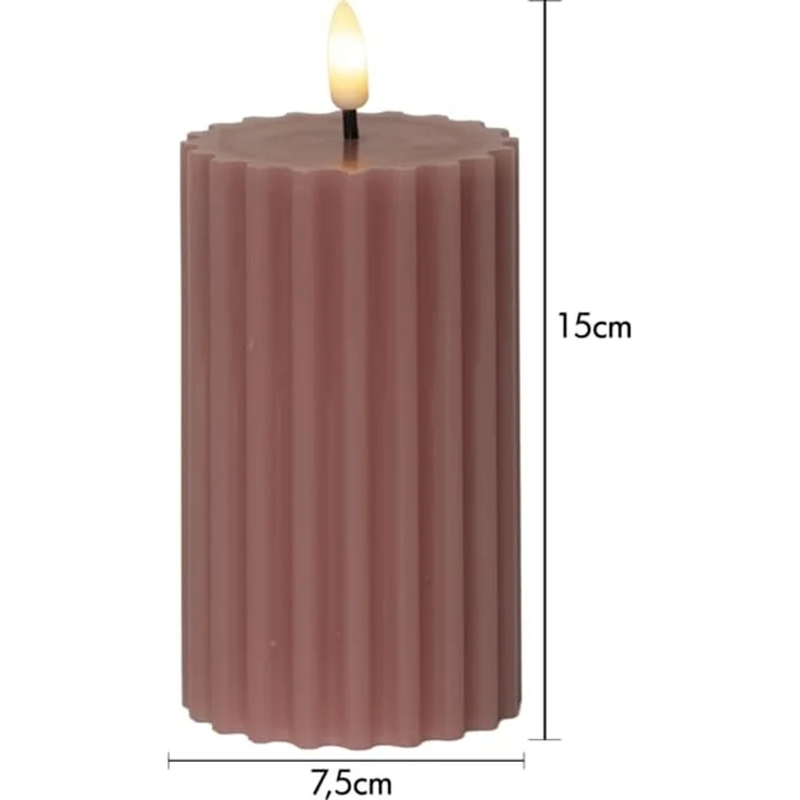 Star LED Echtwachs Stumpenkerze mit Timer, 7,5 x 15 cm, altrosa – Bild 2