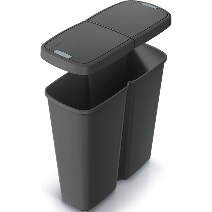 KEDEN® Mülleimer Küche 50L 2 Fächer mit Deckel Grau Grün – Bild 2
