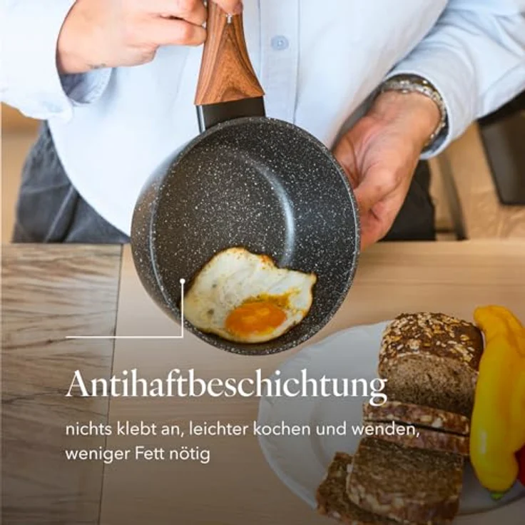 FLORINA Aluminium-Kasserolle MASTER BLACK 16 cm 1L | Antihaftbeschichtung | Für alle Herdarten inkl. Induktion | Ergonomischer Soft-Touch-Griff | Deckel mit Silikonrand | Leicht zu reinigen – Bild 5