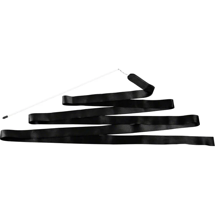 Gymnastikband Tanzband Turnband Rhythmikband Wirbelband Schwungband mit Stab 5 m, Schwarz