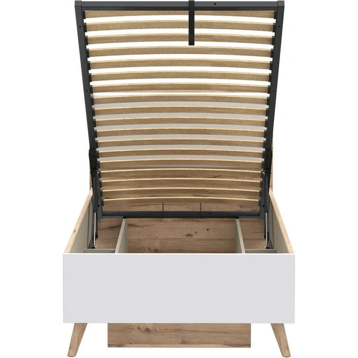 FORTE Stauraumbett Vankka viel Stauraum, skandinavisches Design, Made in Europe, aufklappbarer Lattenrost, weitere Produkte zur Serie erhältlich – Bild 3