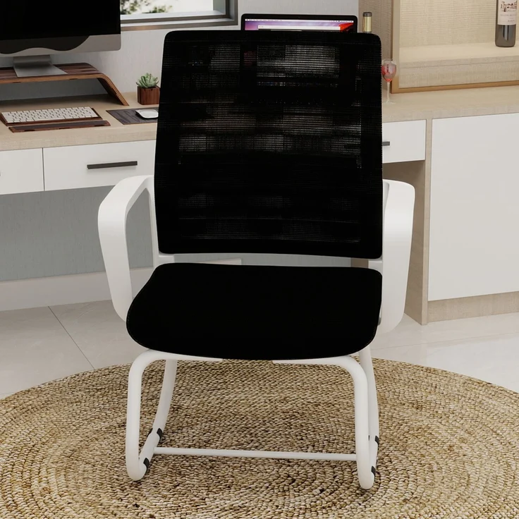 Minimalist Modern Office Chair – Metal Frame, Soft & Comfortable, Home & Office Use, Multiple Colors Available--Schwarz Weiß--45x55x90cm--YOUDENOVA – Bild 3