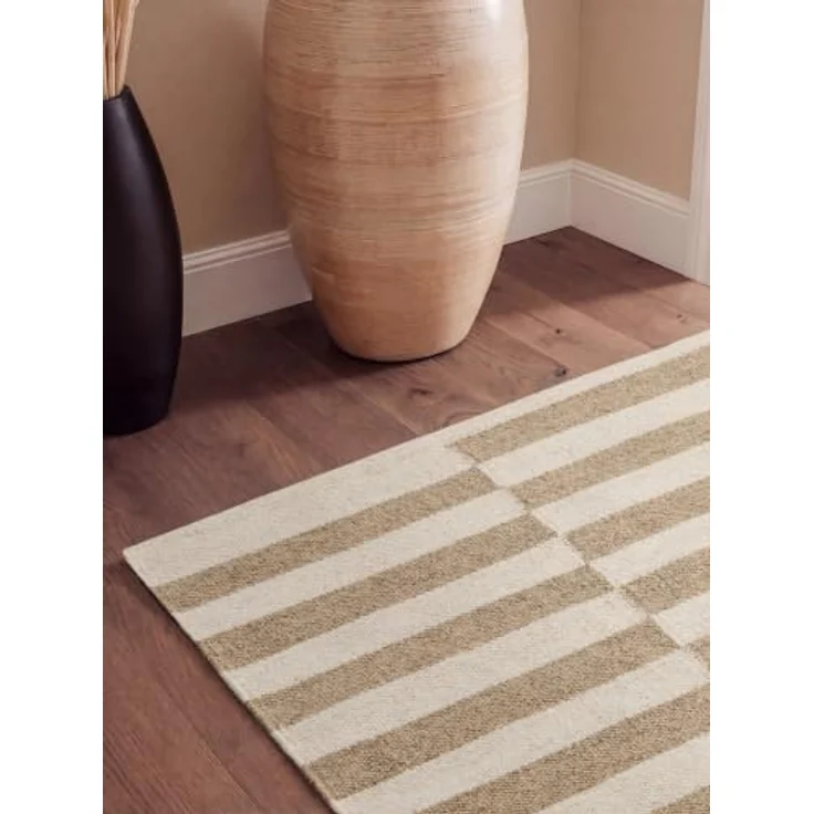 Hanse Home Wollteppich Vika - Natur Wohnzimmerteppich - Handgewebt & Umweltfreundlich - Streifen Design Wolle Modern für Wohnzimmer, Schlafzimmer, Esszimmer, Flur - Beige Natur Weiß, 80x200cm – Bild 6