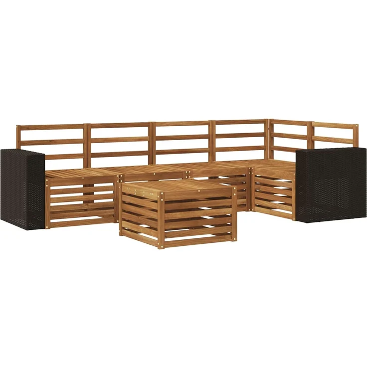 vidaXL Outdoor-Sofagarnitur 6 stk. 5-Sitzer Natur Massivholz Akazie 3384390 – Bild 2