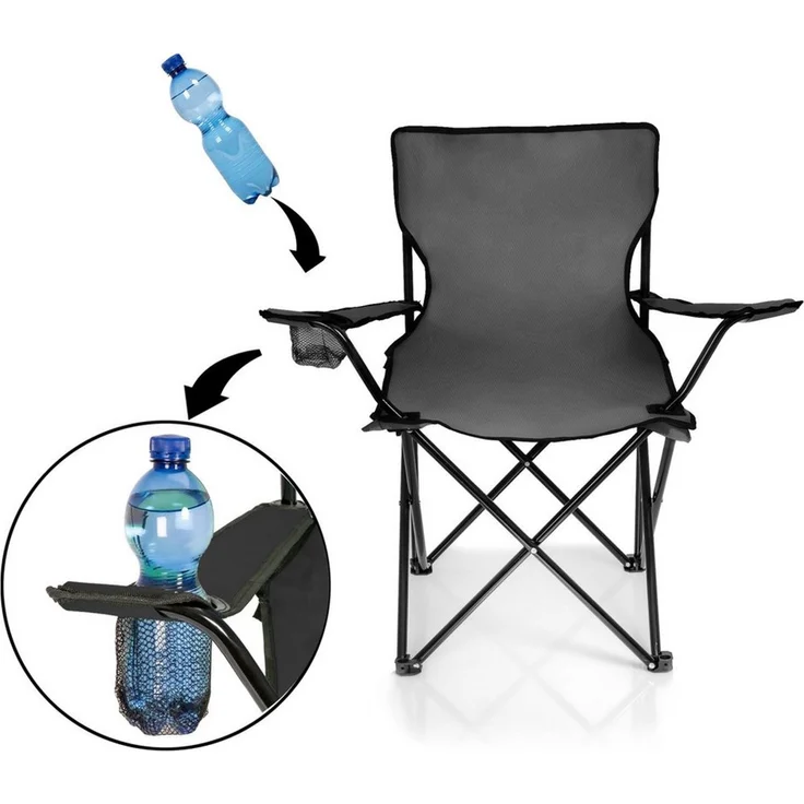 BigDean Campingstuhl Faltstuhl DUNKELGRAU Campingstuhl (Packung, 1 St), Klappbar, Belastbar 120kg, Leichtgewichtig, Breite Standfüße – Bild 4