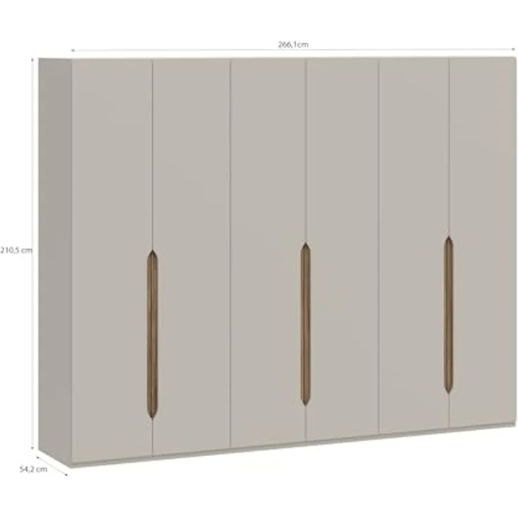 Drehtürenschrank >EDWAL< in sandfarbig / Mauvelle Eiche Dekor - 266,1x210,5x54,2cm (BxHxT) – Bild 3