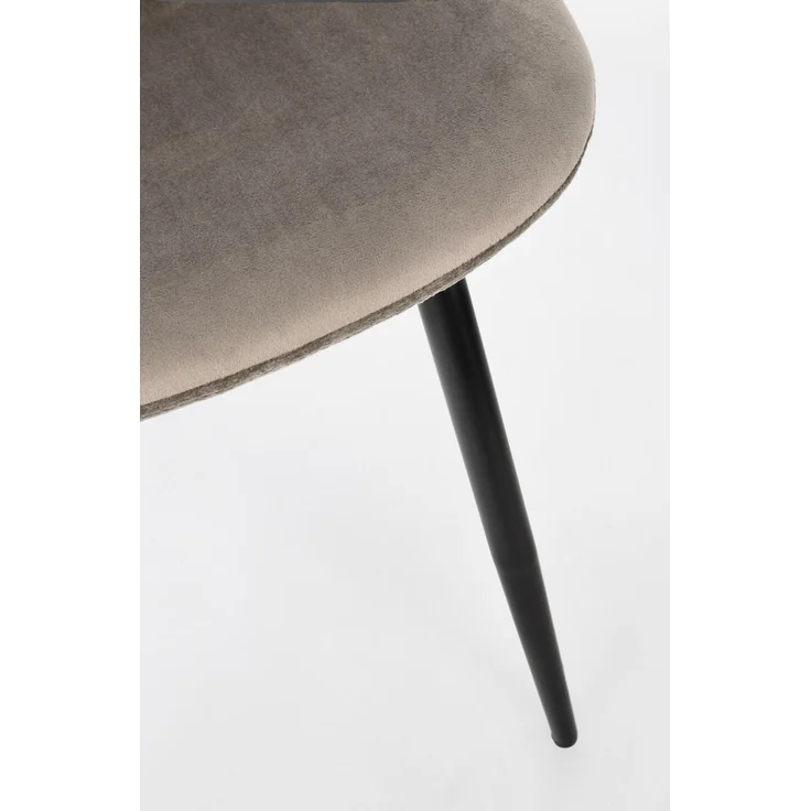 Esszimmerstuhl New Irelia aus Samt, modern gepolstert, Taupe, 4er-Set, schwarzes Metallgestell – Bild 6