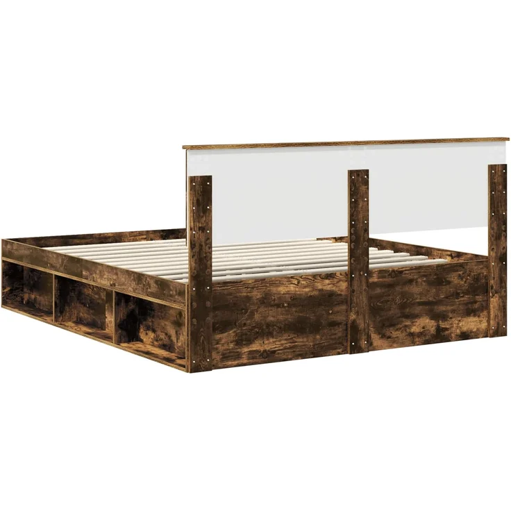 vidaXL Bettrahmen Geräucherte Eiche 160 x 200 cm Massives Kiefernholz 3410577 – Bild 8