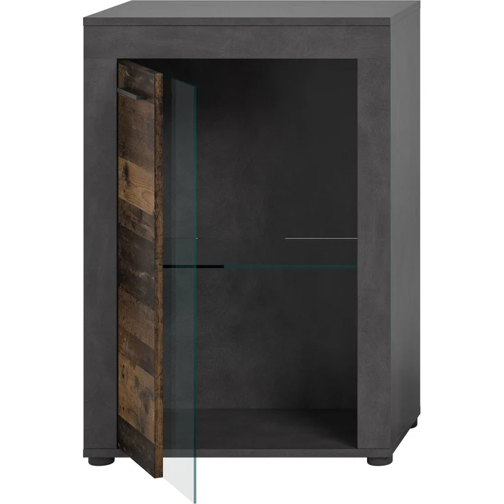 xonox. home Wohnen Jam X8BB4T40 Vitrine Glasvitrine Dekoschrank Glas-Kommode in Old Wood/Matera Nachbildung, ca. B/H/T: 60 x 86 x 35 cm – Bild 6
