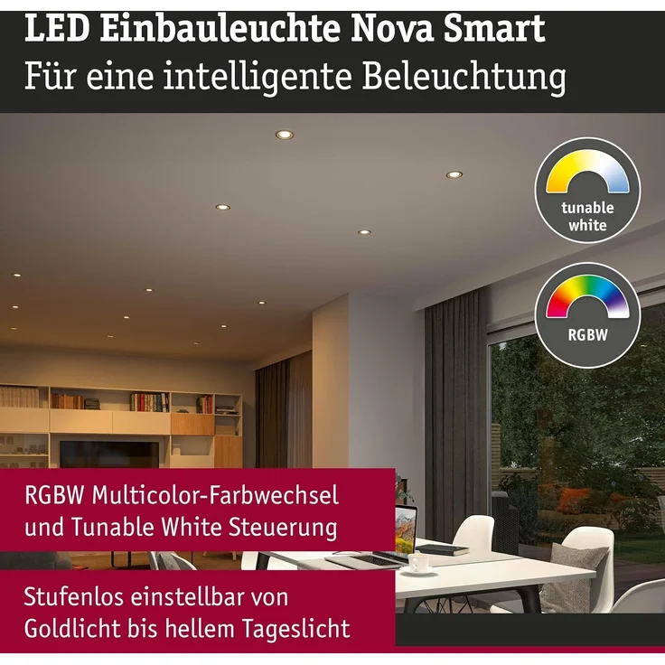 Paulmann 92436 LED Einbauleuchte Nova Coin 3er-Set Zigbee RGBW Gold matt – Bild 2