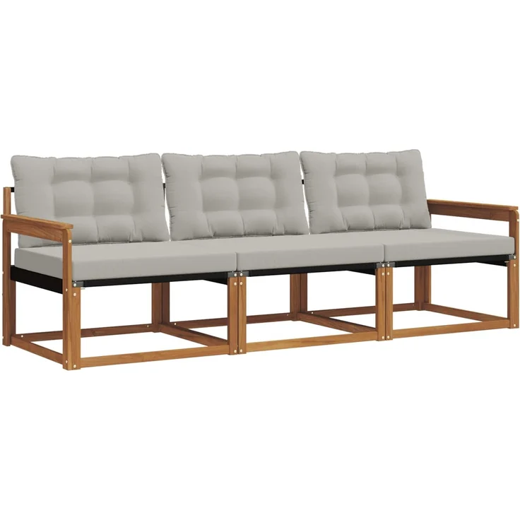 vidaXL Outdoor-Sofagarnitur 3 stk. 3-Sitzer Natur und Hellgrau 3369138 – Bild 2