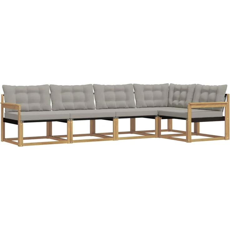vidaXL Outdoor-Sofagarnitur 5 stk. Weiß und Hellgrau 3388677 – Bild 2
