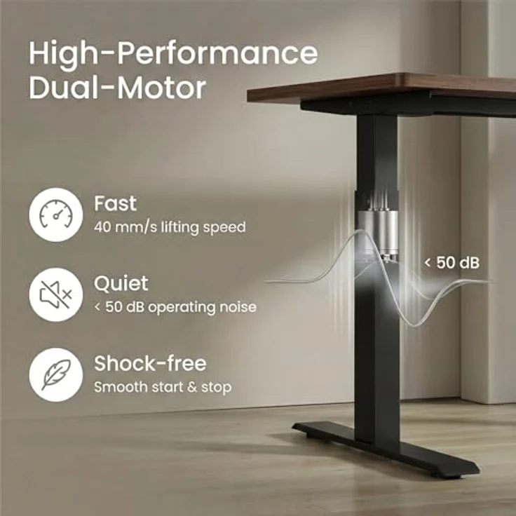 Devoko Höhenverstellbarer Schreibtisch 160x80 cm elektrisch, Höhenverstellung 63-128 cm mit Smart Control, 125 kg Tragkraft, für gesundes Arbeiten – Bild 8