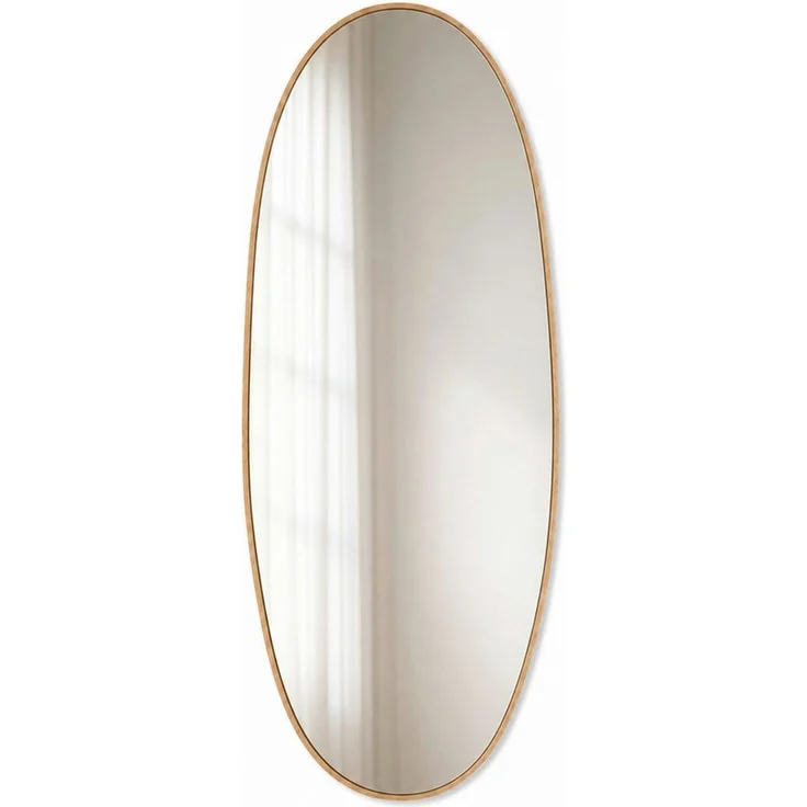 Kubus Wandspiegel Mina Organischer Design-Spiegel Aluminium Holzoptik 60x150 cm, gehärtetes Spiegelglas, rückseitige Sicherheitsfolie – Bild 1