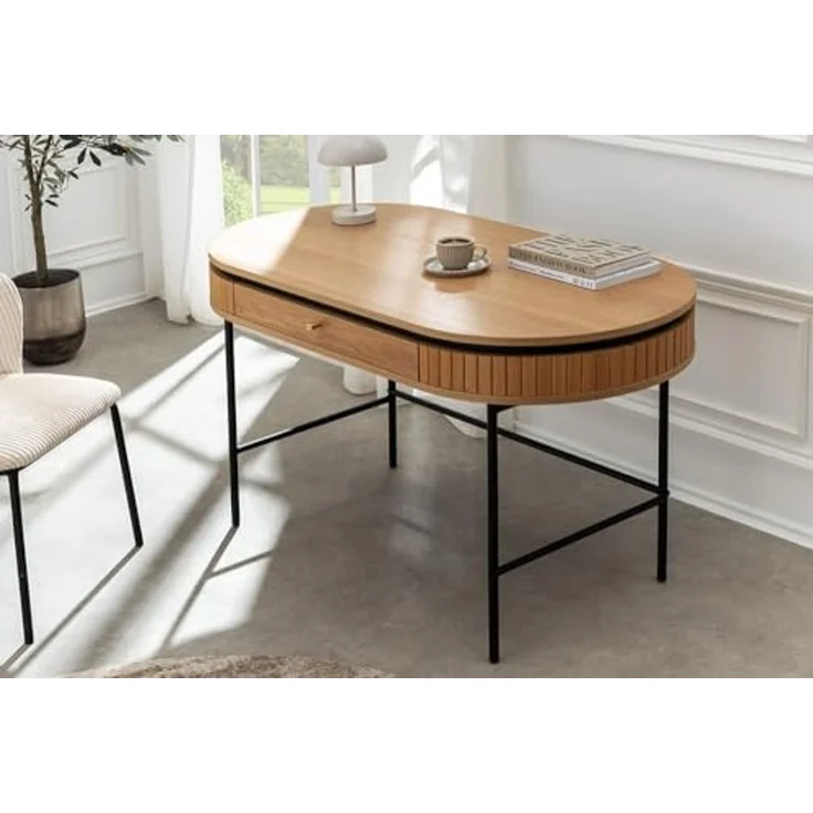 riess-ambiente Schreibtisch ATELIER 120cm natur/schwarz - Eiche, furniert, Schublade, Home Office (Einzelartikel, 1-St), Moderner Konsolentisch - idealer Allrounder f. Wohn- und Arbeitszimmer – Bild 2