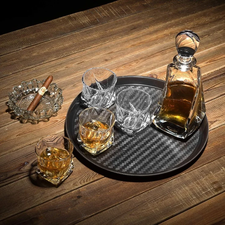 5-teiliges Whisky-Set Bleifrei Kristallgläser Karaffe 650ml, Geschenkbox – Bild 5