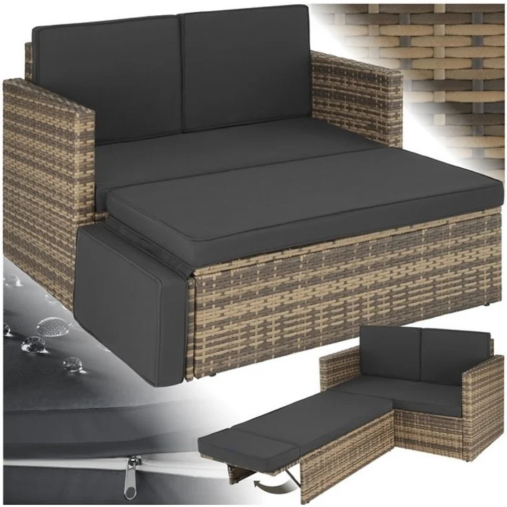 tectake Loungeset Rattan Lounge, (Set, 2-tlg), 2-Sitzer – Bild 4