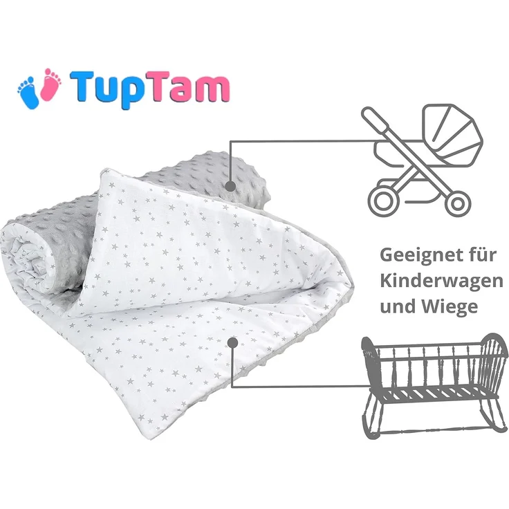 Einschlagdecke 2er SET Baby Einschlagdecke 85x85 für Autositz Babyschale Decke Minky, TupTam – Bild 5