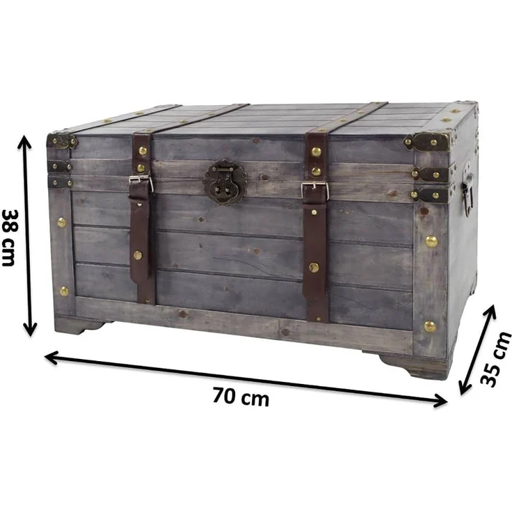 Kobolo Truhe Kiste KUBA aus Holz grau 70x35x38 cm – Bild 7