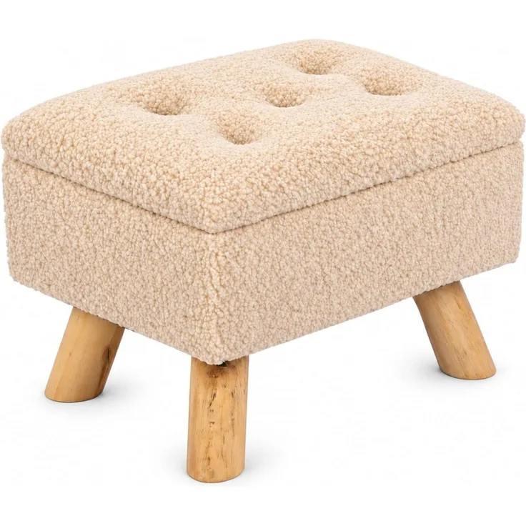 Relaxdays Hocker mit Stauraum Teddystoff