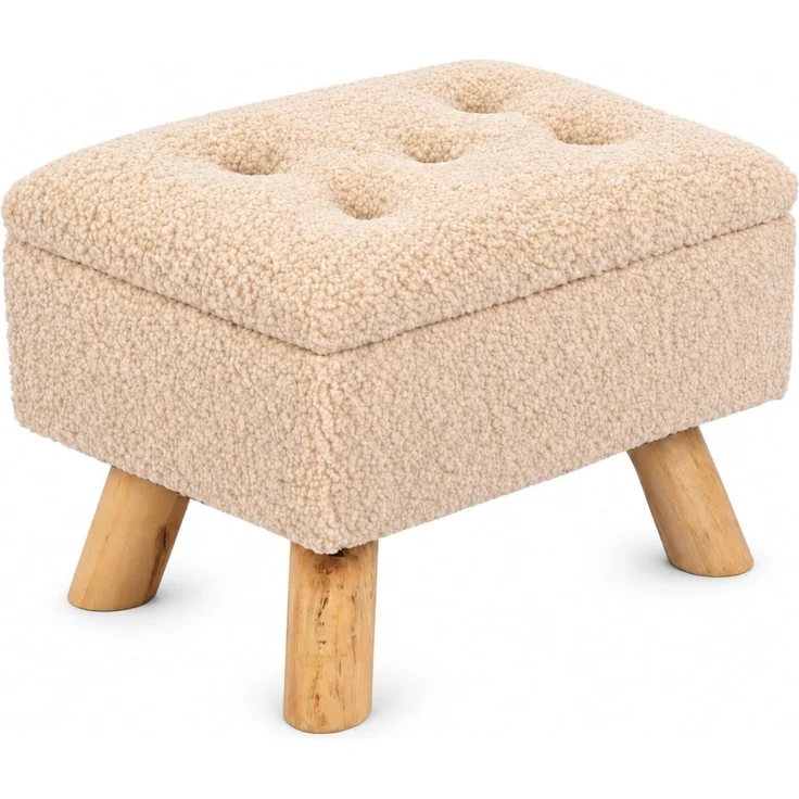 Relaxdays Hocker mit Stauraum Teddystoff – Bild 1