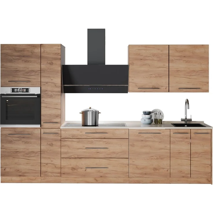 Küchenzeile Fame-Line Goldkraft Eiche/Goldkraft Eiche 310 cm, AP Marmor Vicco – Bild 4